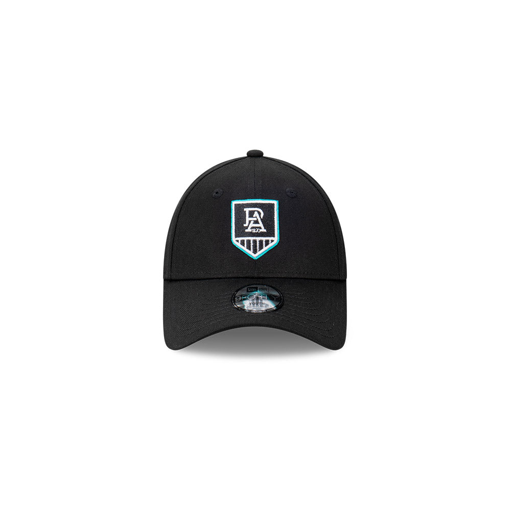 Port Adelaide Power Kids Hat - AFL Official Team Colour Black 9Forty Kids Strapback Cap - New Era